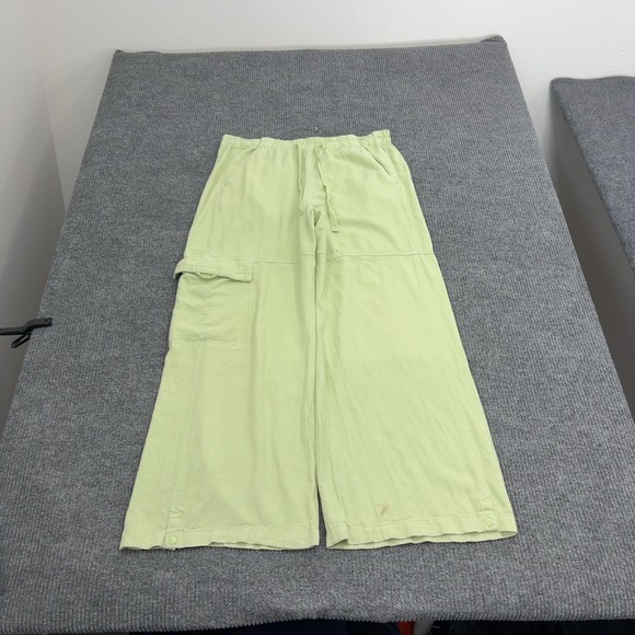 Pilcro Pants - Pilcro Pants Womens L Green Linen Viscose Cargo Wide Leg Drawstring Boho Casual
